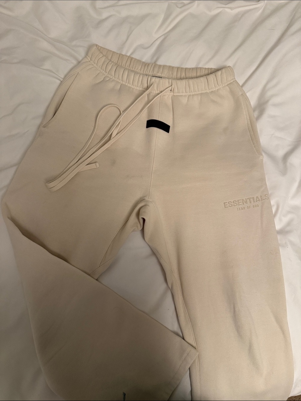 ESSENTIALS Cream Drawstring Joggers